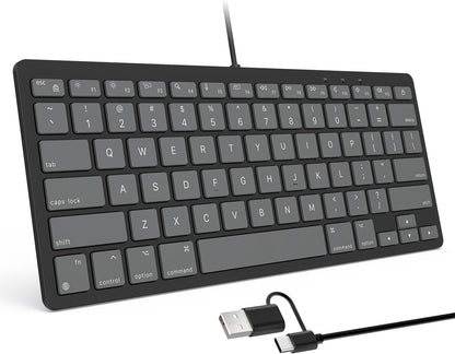 Wired Only Keyboard for Mac, 78 Keys Compact, USB-A/Type-C, Graphite