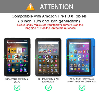 Screen Protector for Amazon Kindle Fire HD 8/8 Plus/Kids/Kids Pro | Fire 8 2024/2022/2020, 12th/10th Generation-8 inch, Tempered Glass/9H Hardness/Case Friendly, 2 Pack