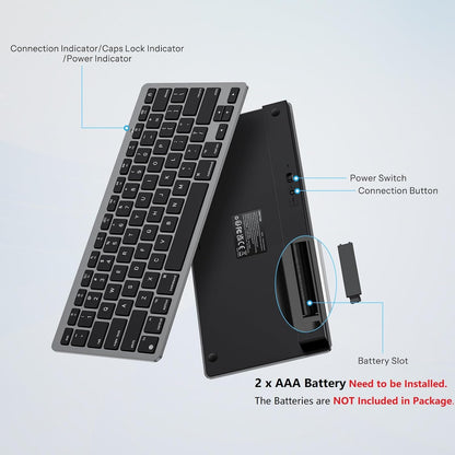 Ultra-Slim Wireless Keyboard for Mac (MacOS 10.10+), Compact Size