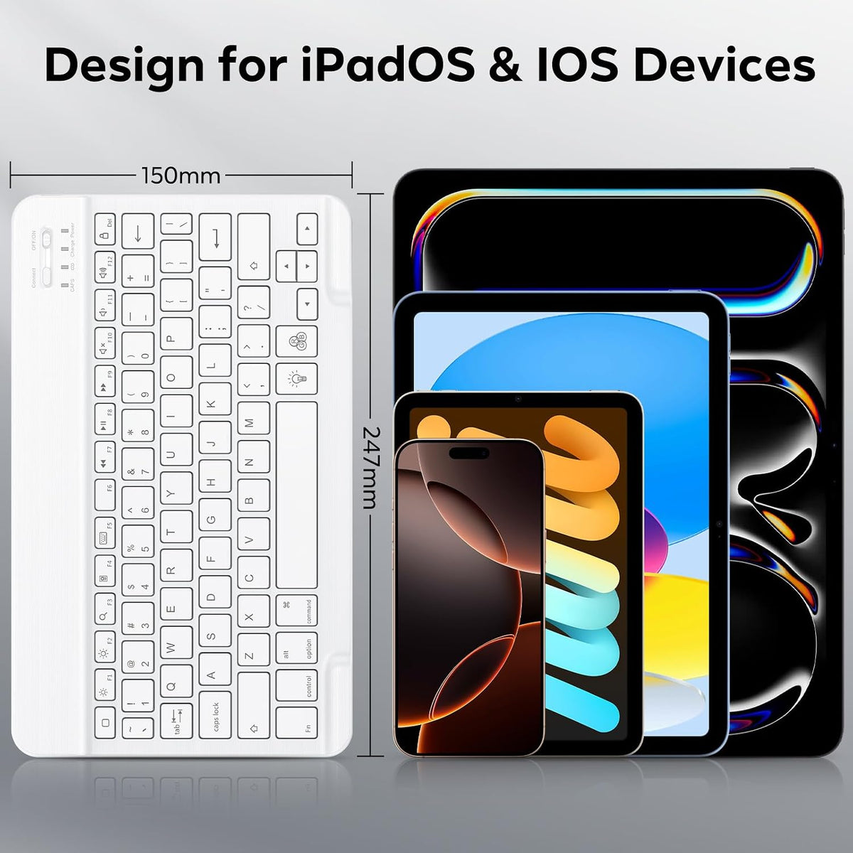 7 Color Backlit & Rechargeable Bluetooth Keyboard for iPad & iPhone