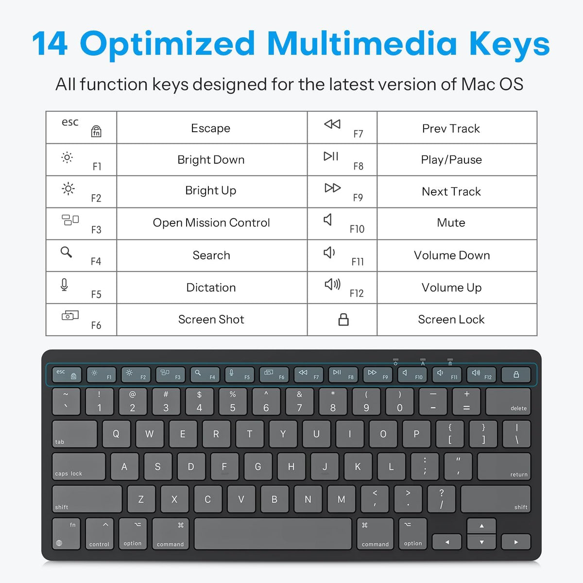 Wired Only Keyboard for Mac, 78 Keys Compact, USB-A/Type-C, Graphite