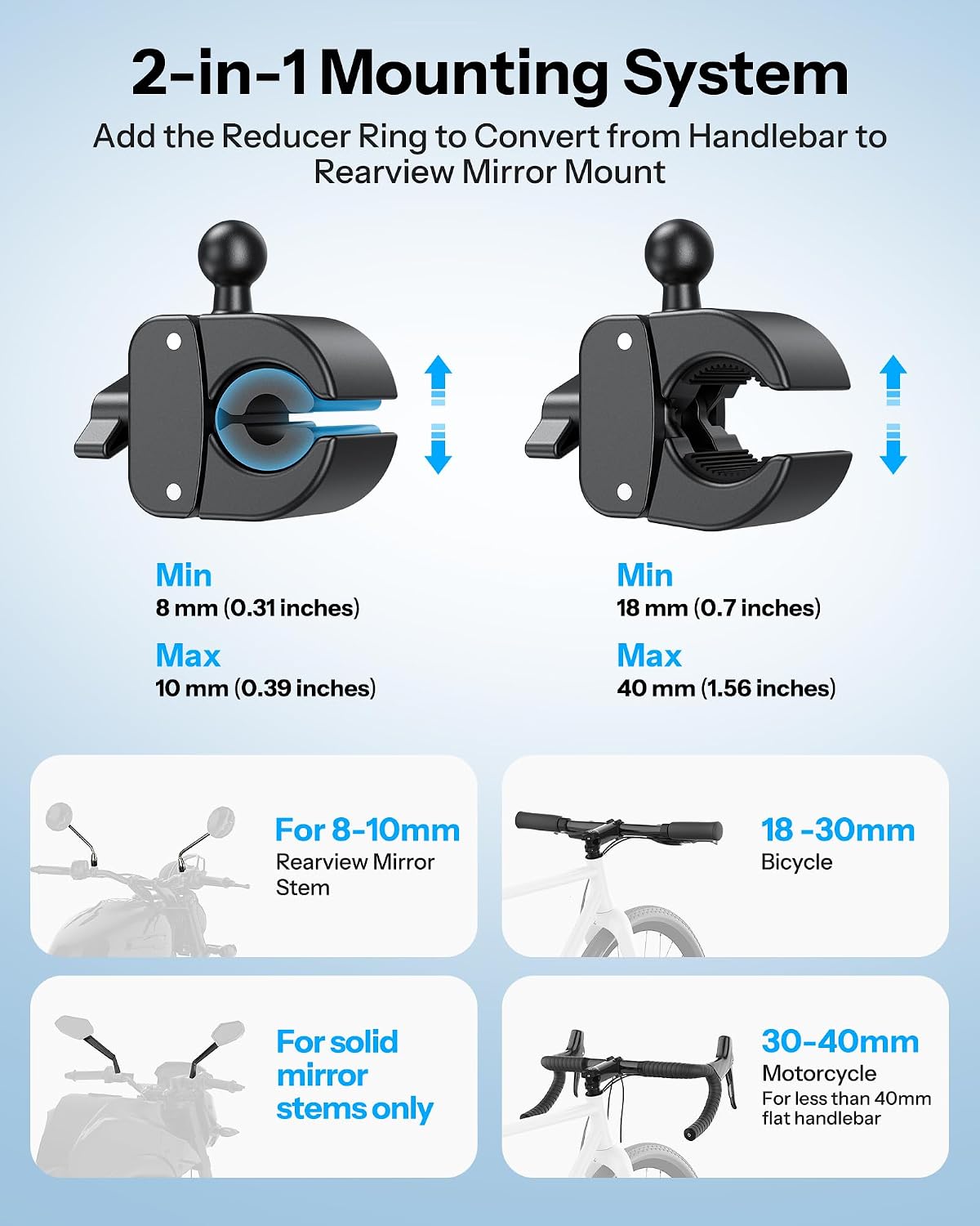 BK01 Anti-Vibration Bike Phone Mount, Quick Lock for Riders 2 Packs