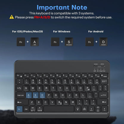 Bluetooth Tablet Keyboard Rechargeable with Backlit, Oversize Keycap