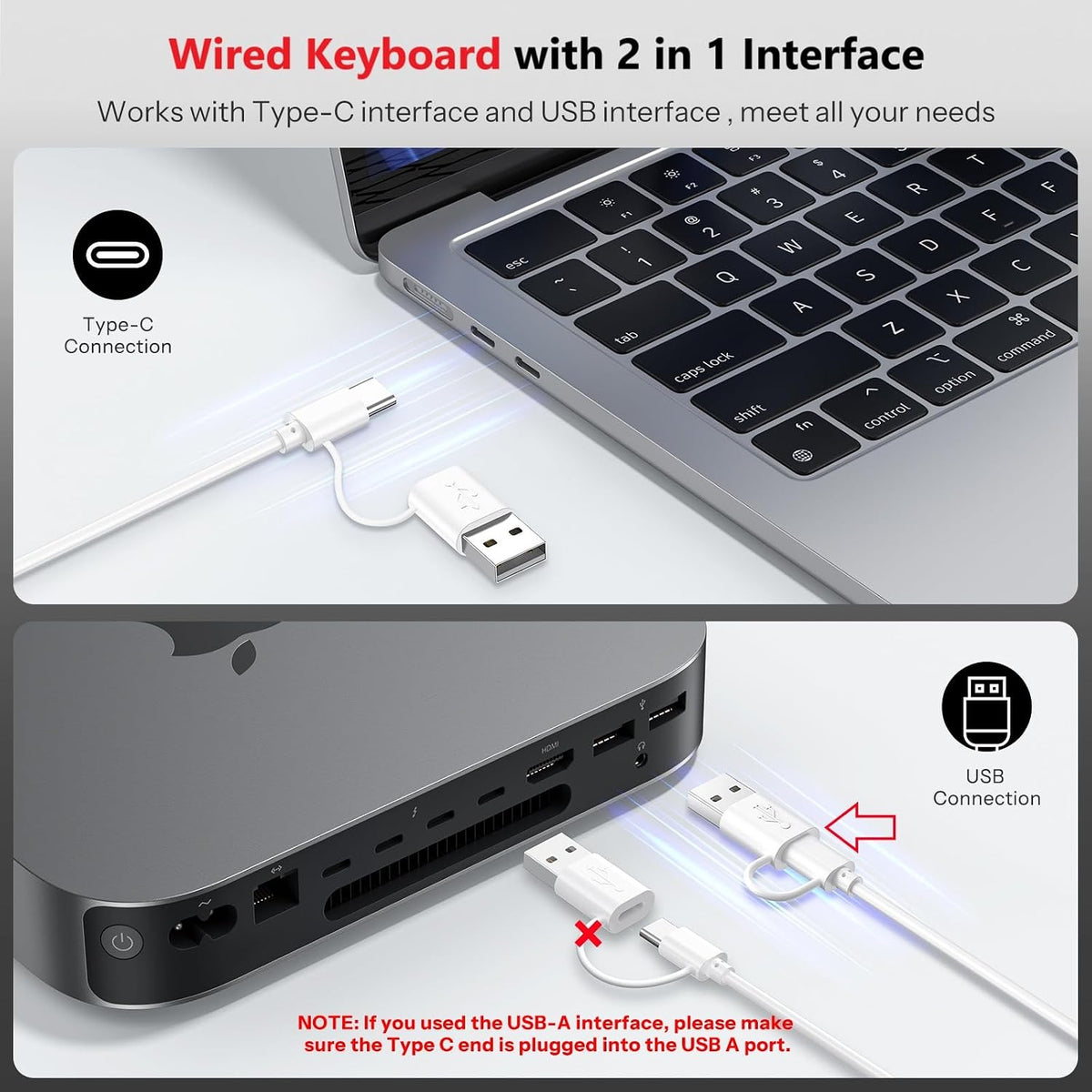 Wired Keyboard and Mouse Combo for Mac(MacOS 11.3+),Easy Plug & Play