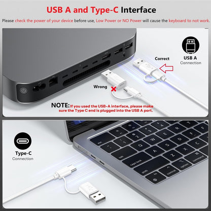 Wired Keyboard for Mac, Compact 78-Key, USB-C/A Plug & Play, White