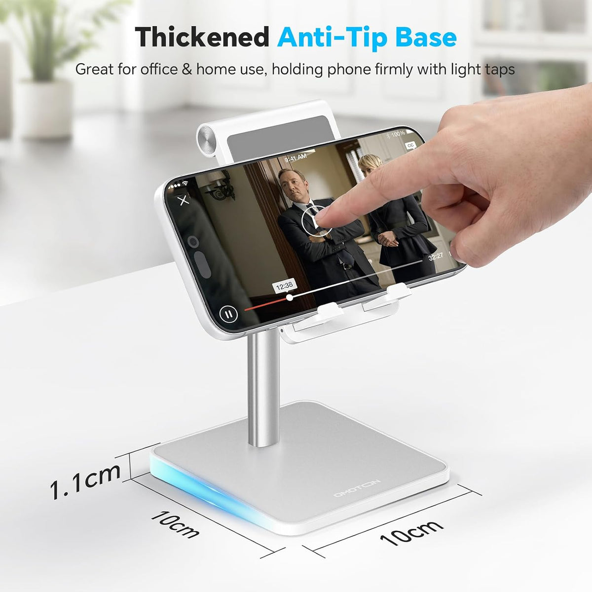 CA02 Cell Phone Stand with Charging Hole for Desk Lightweight Silver