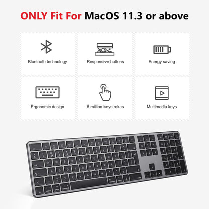 Rechargeable Bluetooth Keyboard for Mac, Full Size & Numeric Keypad