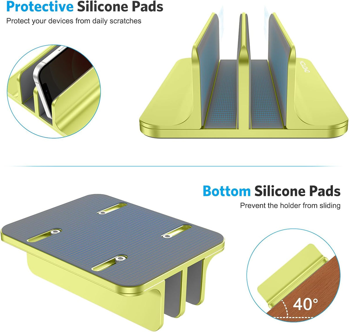 Dual Vertical Desk Laptop Stand Holder, Fits MacBook Air/Pro, Citron