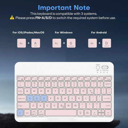 Bluetooth Tablet Keyboard Rechargeable with Backlit, Oversize Keycap