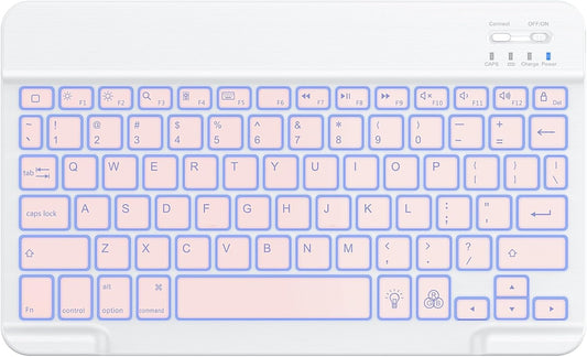 7 Color Backlit & Rechargeable Bluetooth Keyboard for iPad & iPhone