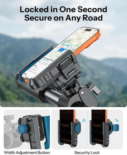 BK01 Anti-Vibration Bike Phone Mount, Quick Lock for Riders