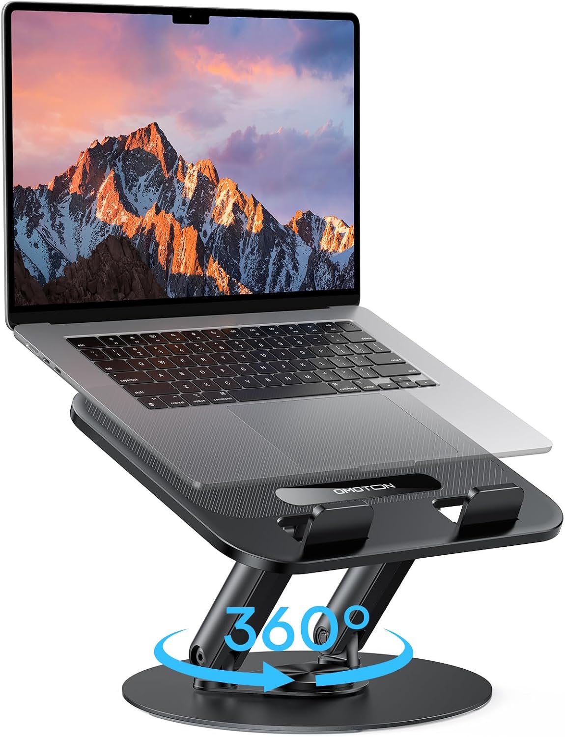 Laptop Stand for Desk with 360° Rotating Base, Ergonomic Laptop Riser for Collaborative Work, Easy Storage, Fit MacBook/Laptops up to 14 inches, Black