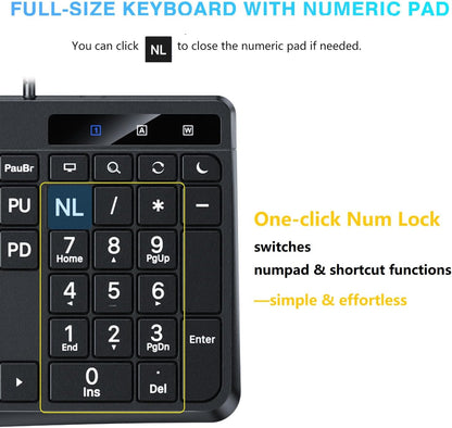 Large Print Computer Keyboard with USB C & USB A Dual Interface