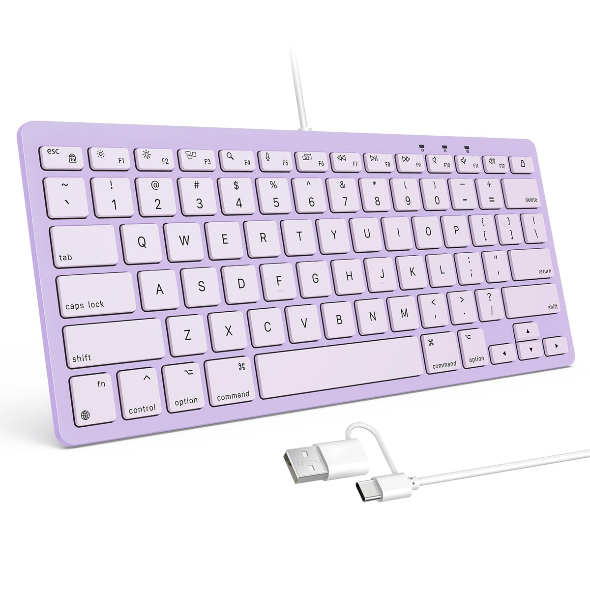 Quiet Scissor Switch Wired Keyboard for Mac, USB-A/Type-C, Blue