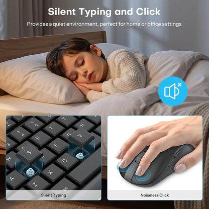 Wireless Keyboard and Mouse Combo, 2.4G Quiet Set with Phone Holder