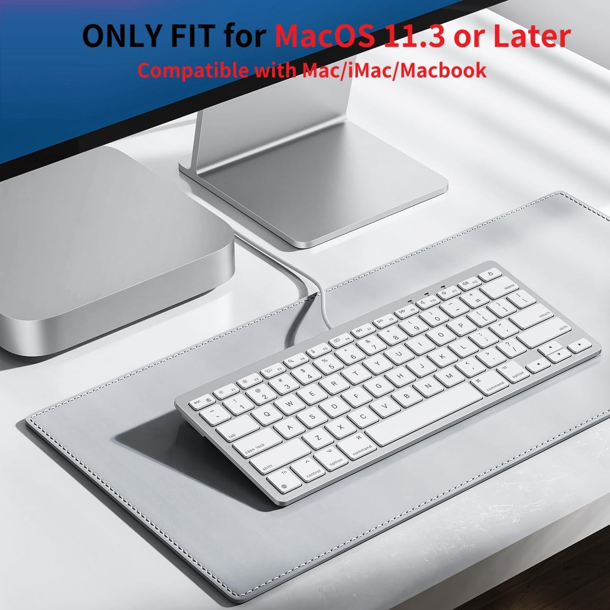 Wired Keyboard for Mac, Compact 78-Key, USB-C/A Plug & Play, White