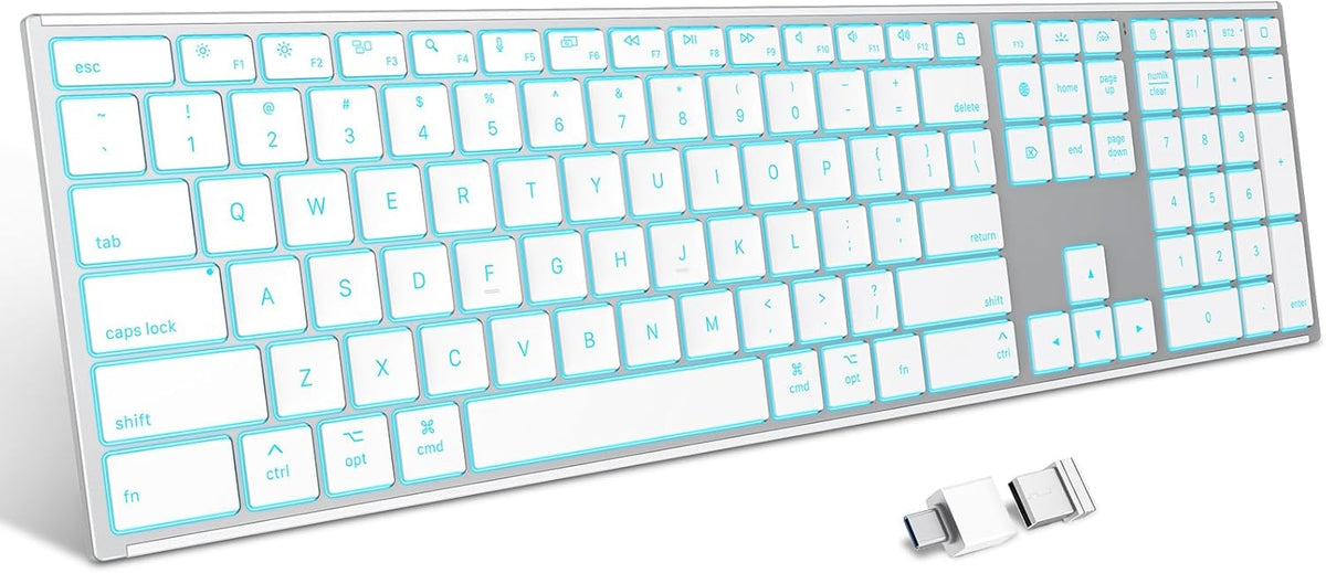 2.4G & Dual Bluetooth Wireless Keyboard for Mac, 7 Color Backlit