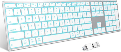 2.4G & Dual Bluetooth Wireless Keyboard for Mac, 7 Color Backlit