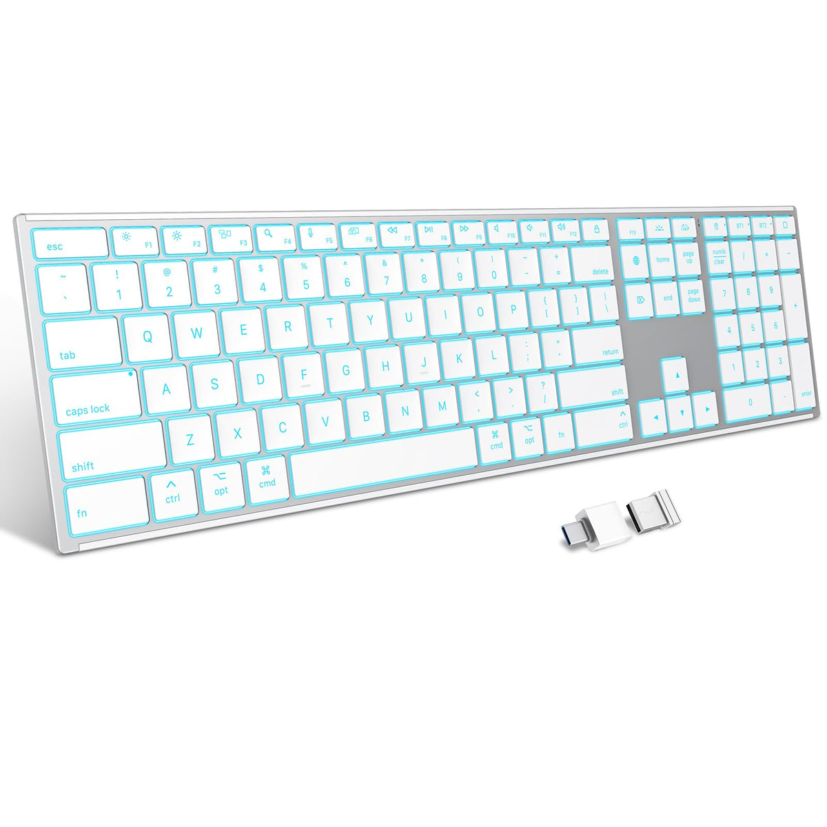 2.4G & Dual Bluetooth Wireless Keyboard for Mac, 7 Color Backlit
