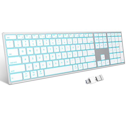 2.4G & Dual Bluetooth Wireless Keyboard for Mac, 7 Color Backlit