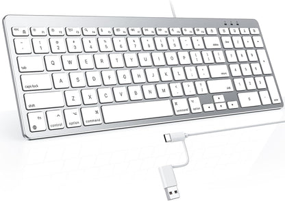 USB-A & Type-C Dual Interface Wired Keyboard for Mac, Numeric Keypad