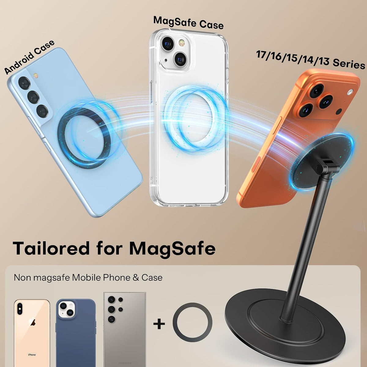 MS06 [Sturdy Height Adjust] Magnetic Cell Phone Stand for MagSafe