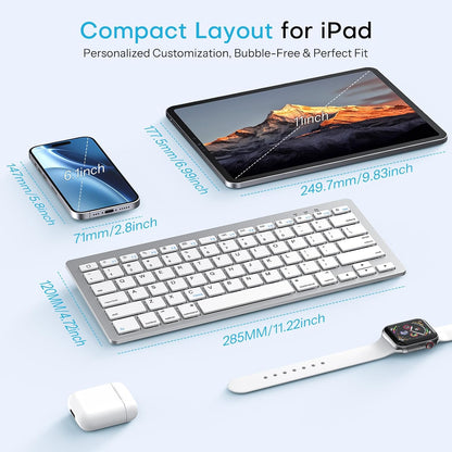 Upgraded Rechargeable Wireless Keyboard for iPad, Portable Size