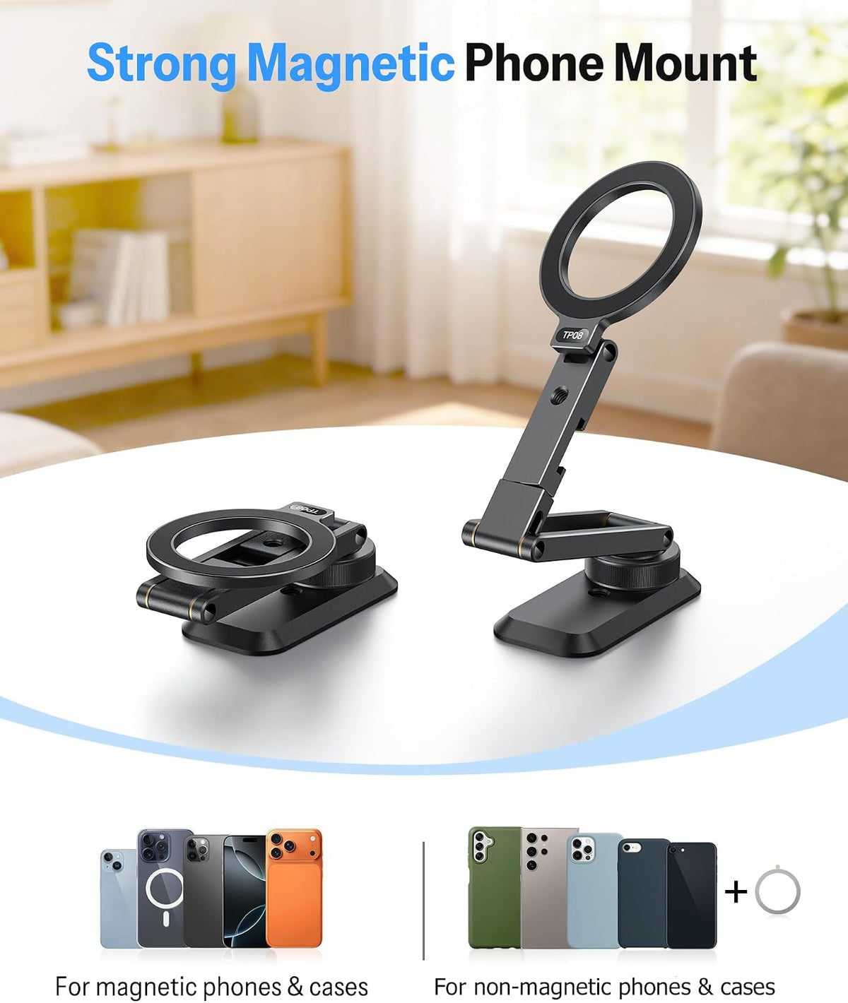 Magnetic Phone Mount for Tripod Camera with Arca Base Cold Shoe 1/4"