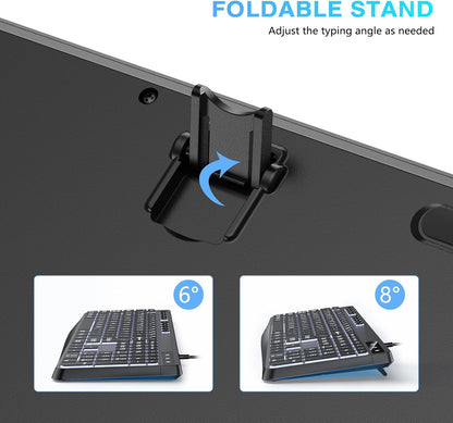 Large Print Backlit Keyboard with Dual USB C and USB A Interface