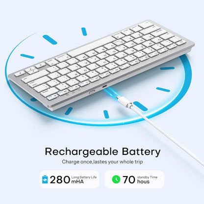 Upgraded Rechargeable Wireless Keyboard for iPad, Portable Size