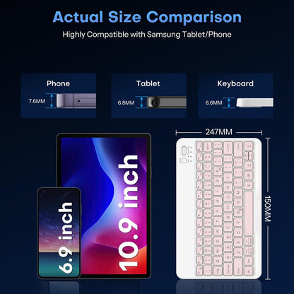 Bluetooth Tablet Keyboard Rechargeable with Backlit, Oversize Keycap