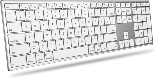 Full Size Wireless Keyboard for Mac, Metal Frame, Silver