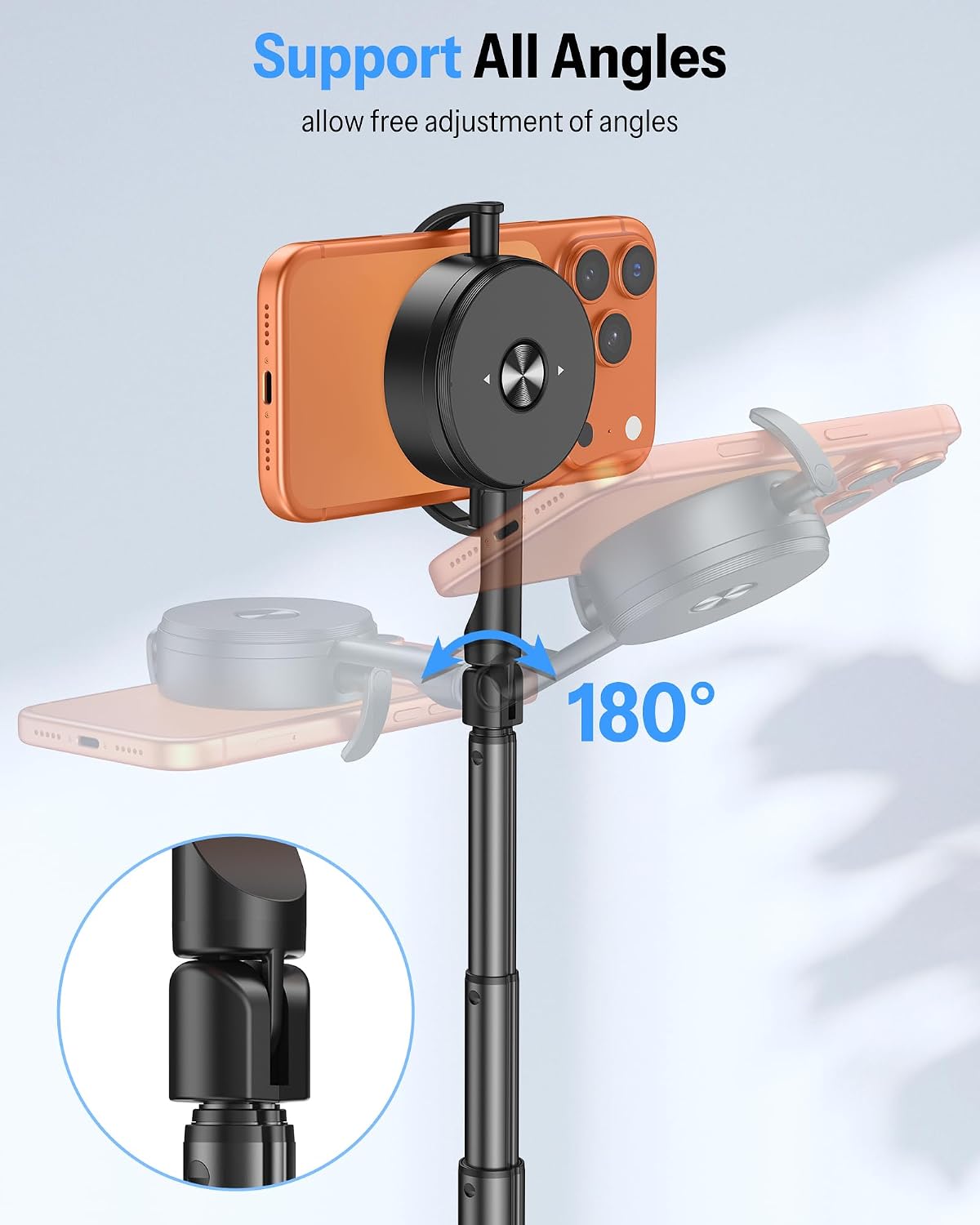 68" Magnetic Phone Tripod with Remote, Selfie Stick for iPhone Black