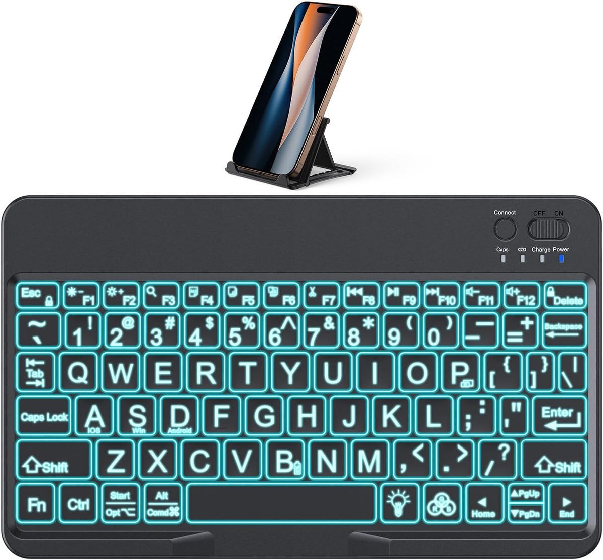 Large Print Bluetooth Keyboard for iPad & Tablets, Backlit, Black
