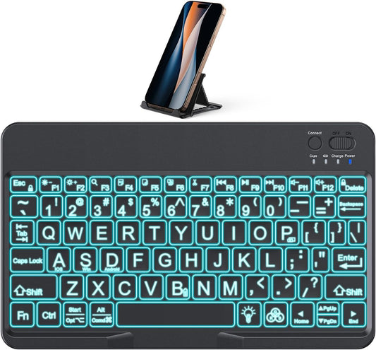 Large Print Bluetooth Keyboard for iPad & Tablets, Backlit, Black