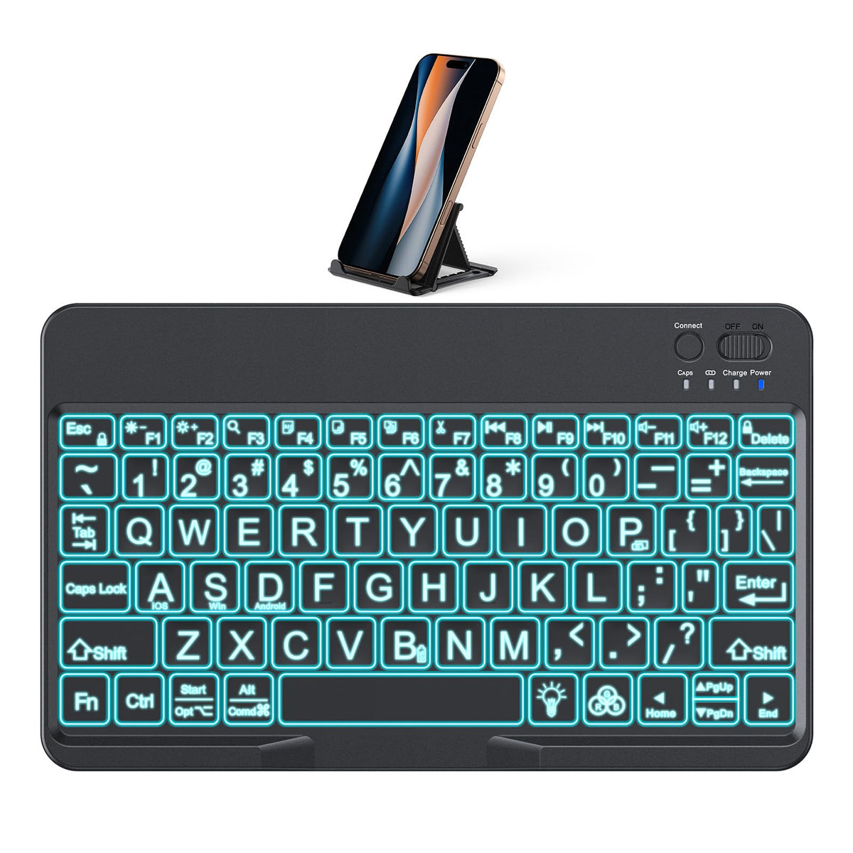 Large Print Bluetooth Keyboard for iPad & Tablets, Backlit, Black