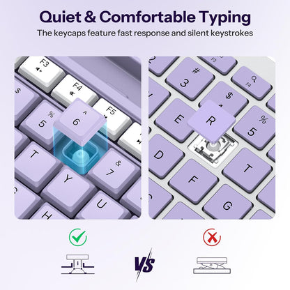 Purple Wireless Keyboard and Mouse Combo, Built-in Phone Holder