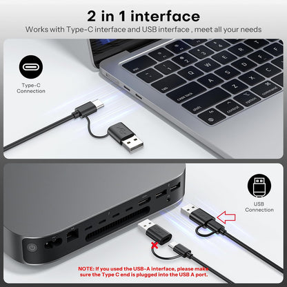 USB-A & USB C Dual Interface Wired Keyboard for Mac/iMac/MacBook