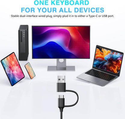 Large Print Computer Keyboard with USB C & USB A Dual Interface