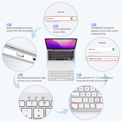 Wireless Keyboard for Mac, USB-C Rechargeable, Bluetooth ONLY