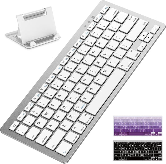 Upgraded Rechargeable Wireless Keyboard for iPad, Portable Size
