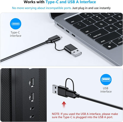 Large Print Computer Keyboard with USB C & USB A Dual Interface