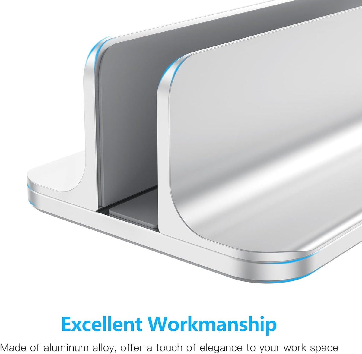 Vertical Laptop Stand Holder, Adjustable Dock for MacBook, Silver