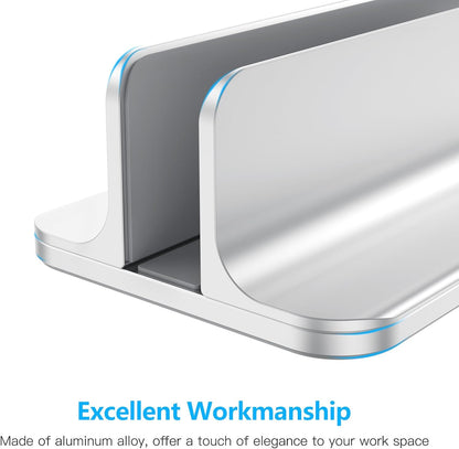 Vertical Laptop Stand Holder, Adjustable Dock for MacBook, Silver