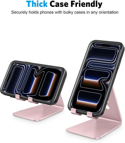 C2 Adjustable Aluminum Cell Phone Stand with Charging Cutout, Rose Gold