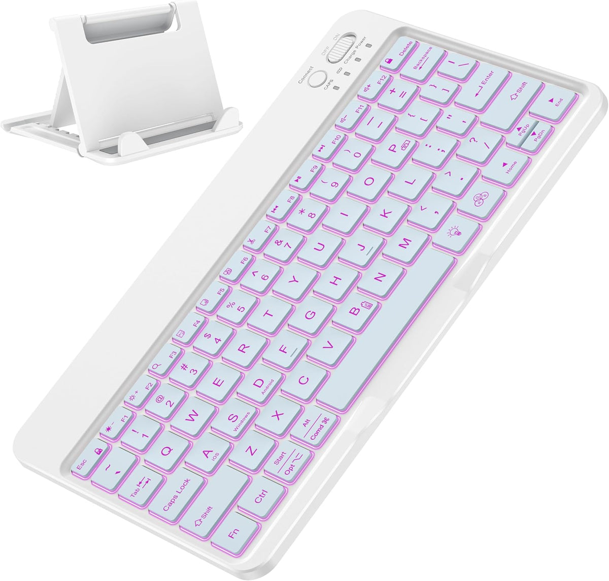 Bluetooth Tablet Keyboard Rechargeable with Backlit, Oversize Keycap