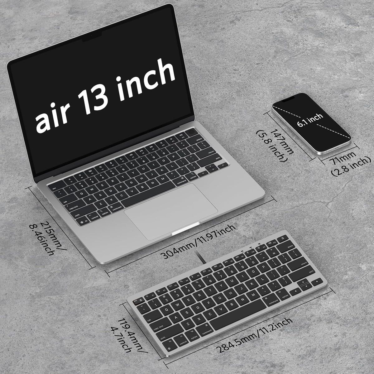 Wired Only Keyboard for Mac, 78 Keys Compact, USB-A/Type-C, Grey