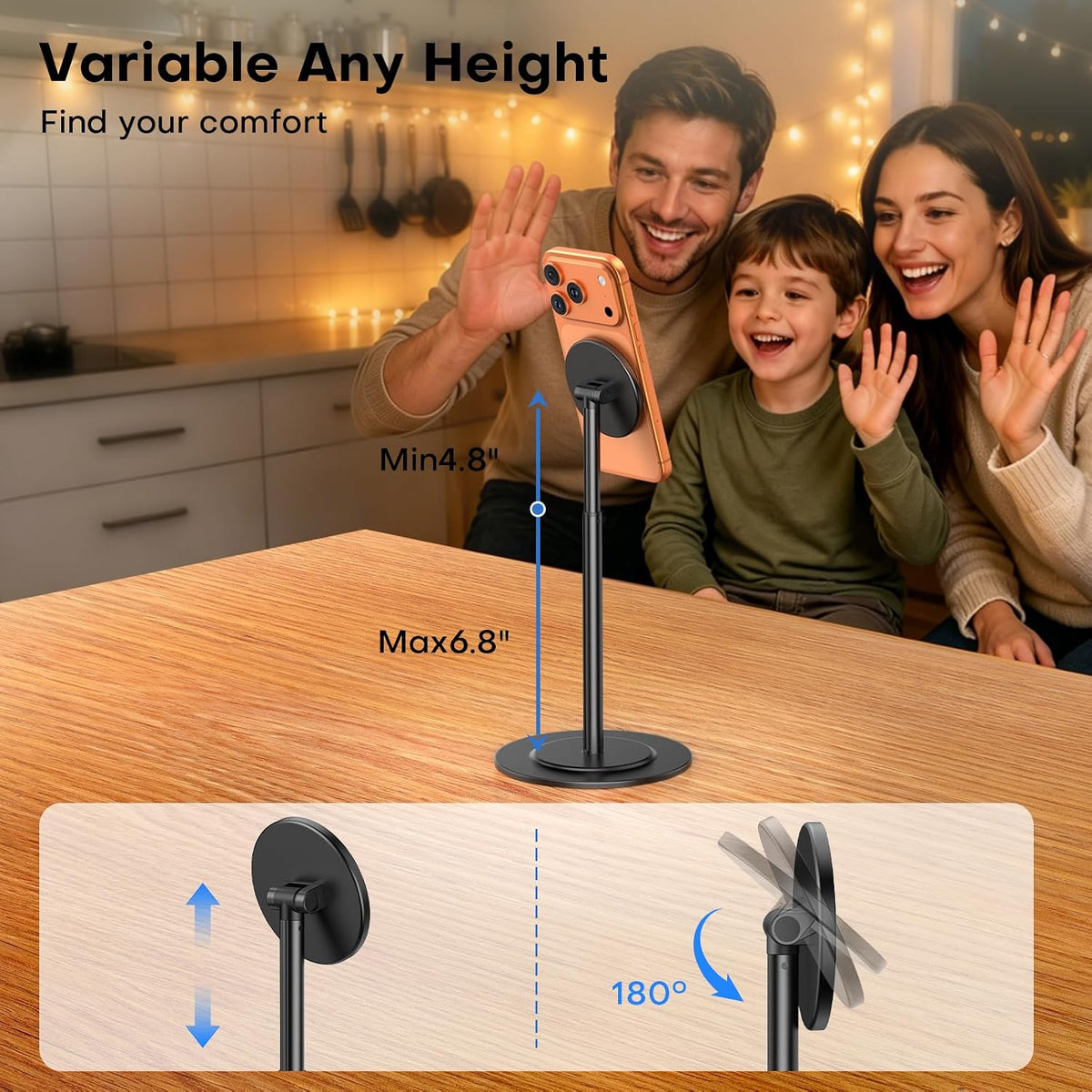 MS06 [Sturdy Height Adjust] Magnetic Cell Phone Stand for MagSafe