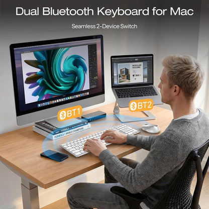 Wireless Keyboard and Mouse Combo for Mac, Full-Size Metal Frame