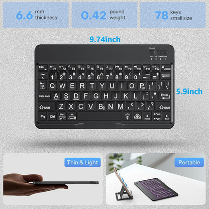 Large Print Bluetooth Keyboard for iPad & Tablets, Backlit, Black